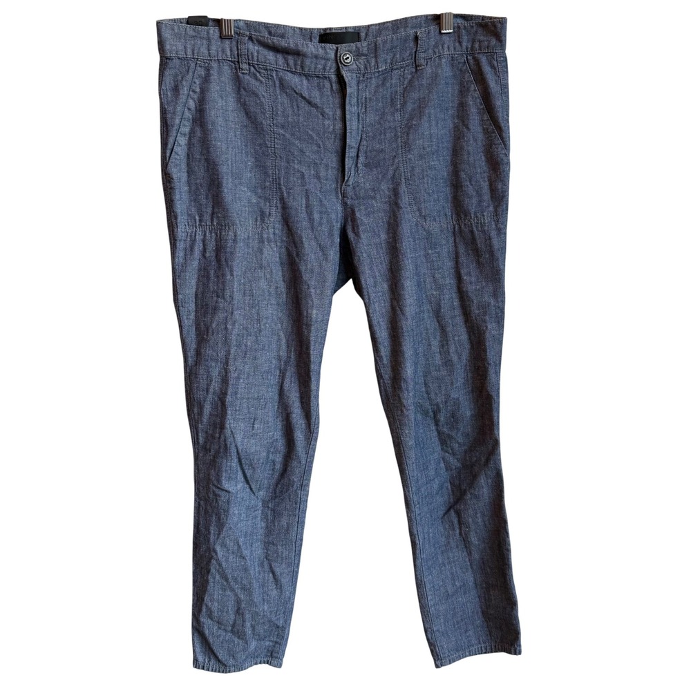 Vince Rolled Trouser Cropped Womens 30 Blue Chambray 100% Cotton Relaxed Pants